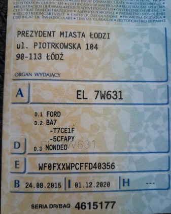 Ford Mondeo cena 25000 przebieg: 341000, rok produkcji 2015 z Łódź małe 46